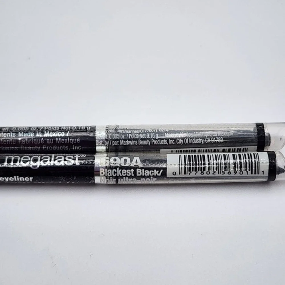 Wet N Wild Megalast Retractable Eyeliner Blackest Black 690A New Sealed Lot of 2
